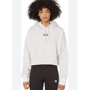 Adidas Volcal Light Grey Cropped Sweater Hoodie